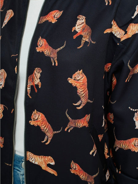 Satin Safari Bomber Jacket in Black