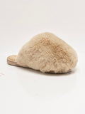 Snowball Slippers in Taupe Faux Fur