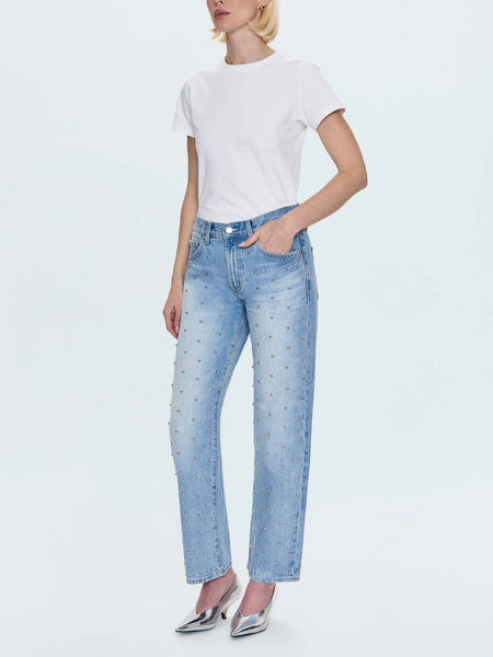 Lexi Mid Rise Bowed Jean in Aries