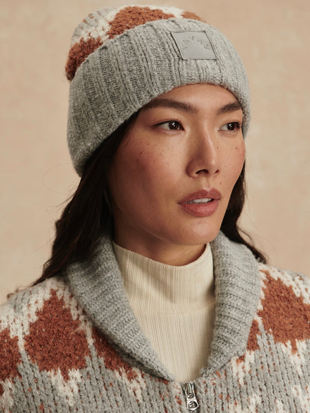 Honor Jacquard Knit Beanie in Grey Melange