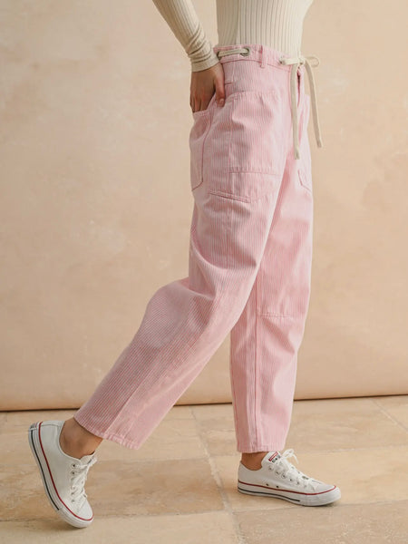 Something Striped Barrel Pants in Pink
