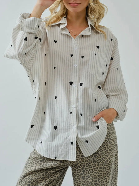 Heart to Heart Button Up in Ivory