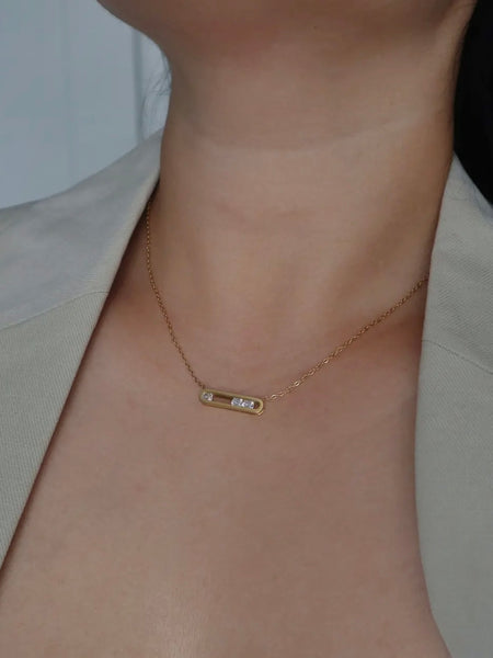 Lumi CZ Bar Necklace