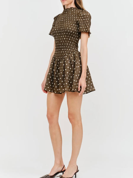 On The Spot Mini Dress in Brown