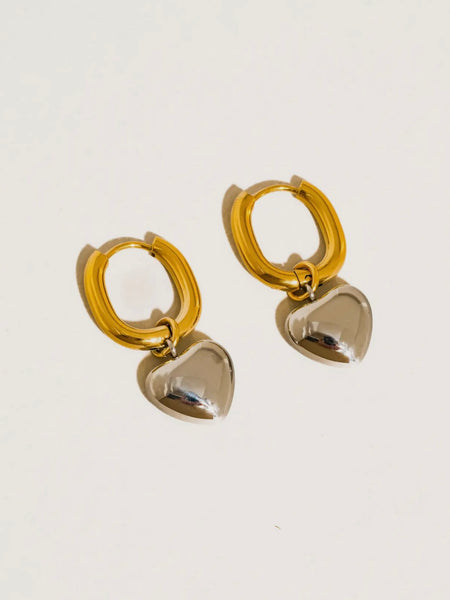 Noor Two Tone Heart Earrings