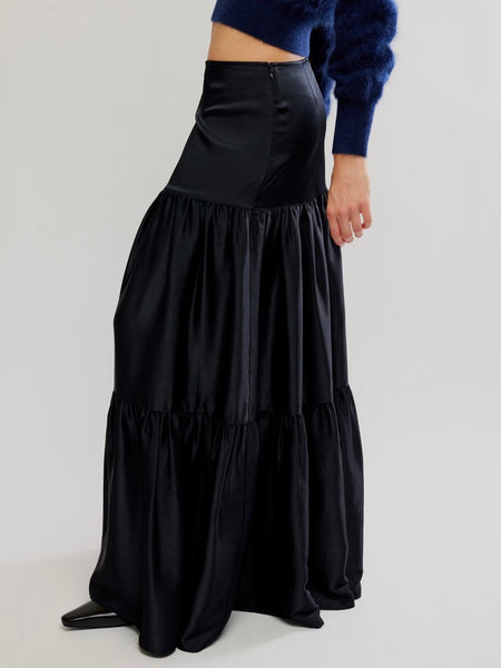 Juliette Satin Maxi in Black