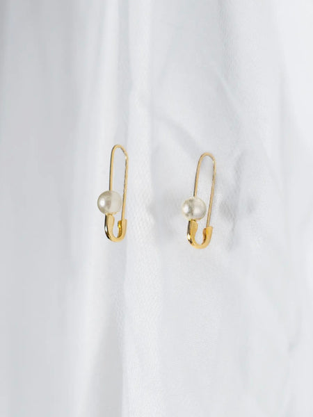 Roxy Pearl Safety Pin Earrings