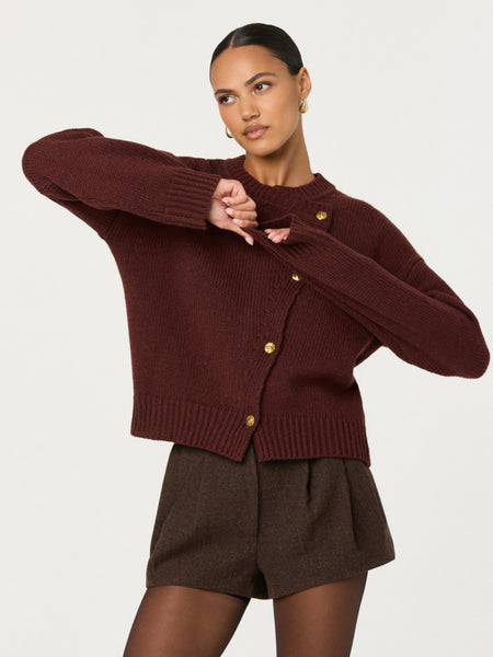 Jackeline Scarf Cardigan in Wine