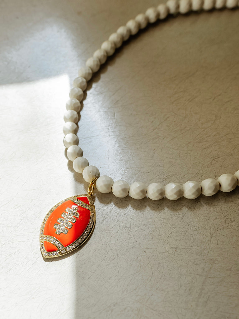 8mm Ivory Stone Football Necklace
