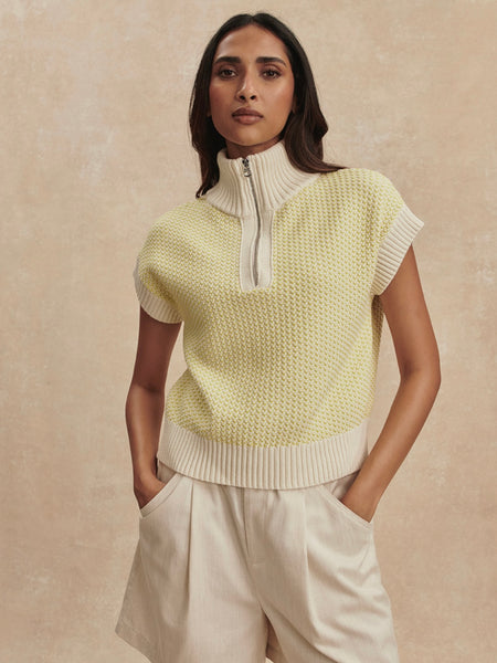 Fowley Knit Top in Snow White & Limeade