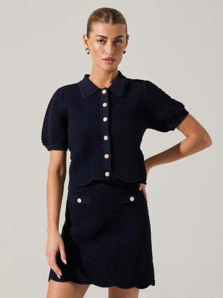 Janie Top in Blue Rust Polkdot