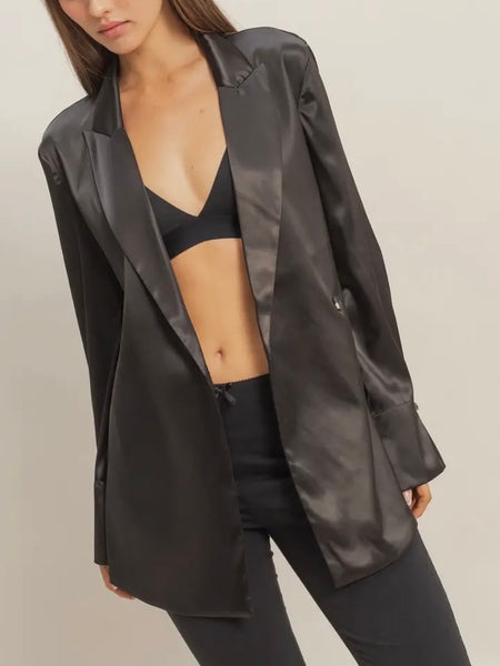 Soft Like Satin Blazer in Black