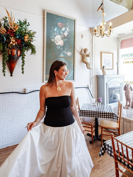 Clean & Classy Strapless Dress in Black & White