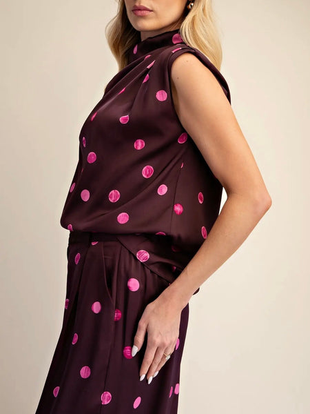 Polka Your Dot Blouse in Plum