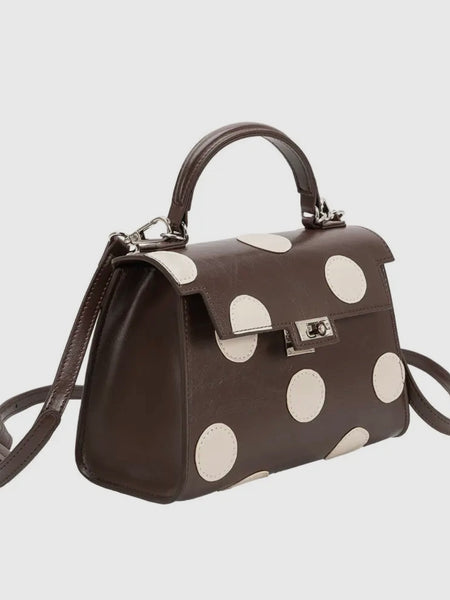 Maisel Top Handle Bag in Chocolate Polka Dot