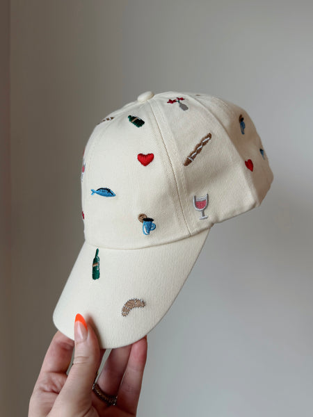Embroidered Everything Hat in Cream