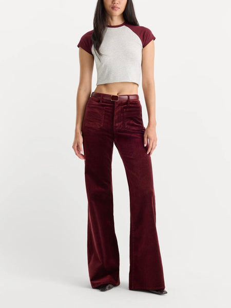 Velvet Good Waist Palazzo Jeans in Berry Noir