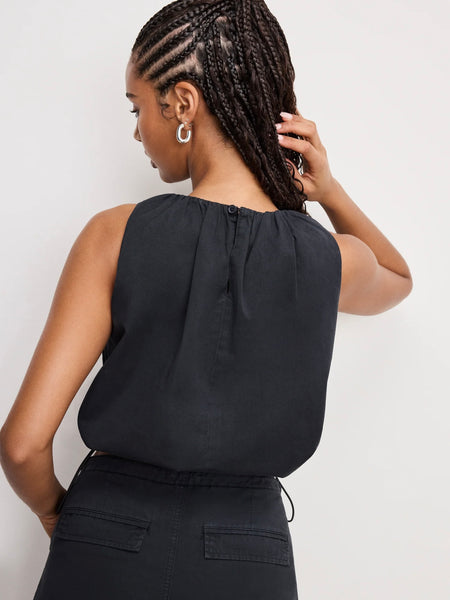 Twill Parachute Bubble Top in Black