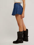 Paradise Found Denim Skort in Mid Indigo