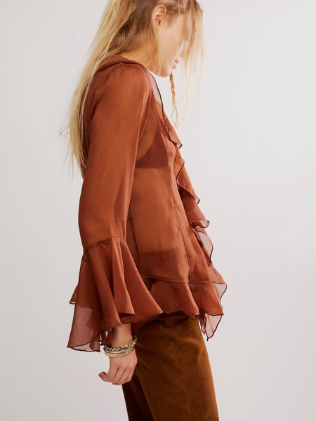 Bali Tulula Chiffon Blouse in Umber Earth Combo