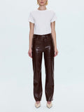 Cassie High Rise Straight Pant in Tobacco Croc
