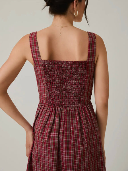 Tied Together Maxi Dress in Berry Plaid