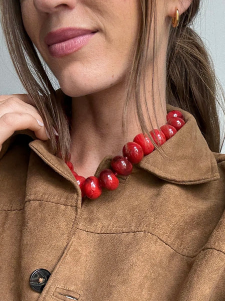 Joan Semi-Precious Necklace in Red