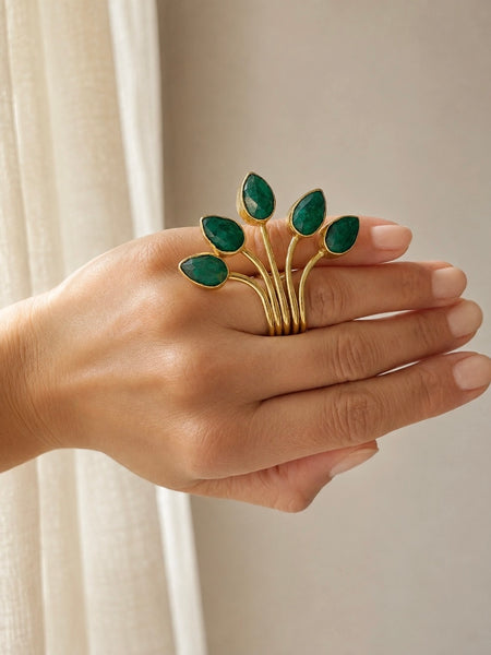 Ezzah Emerald Lotus Ring