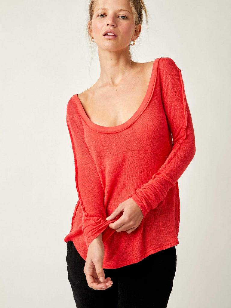 Cabin Fever Layering Top in Red Pop