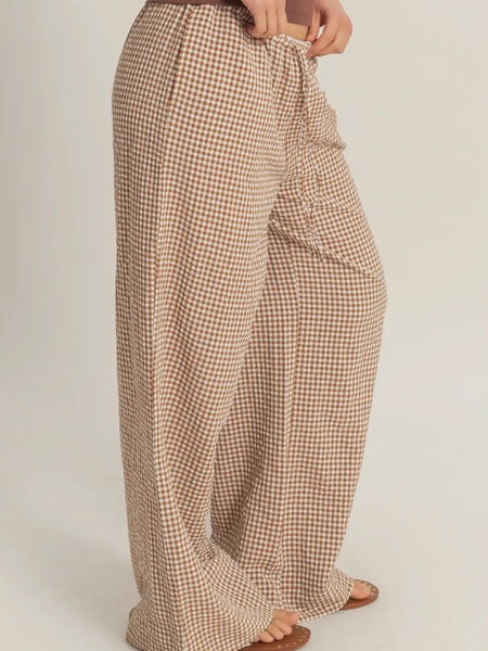 Bring The Gingham Pant in Brown