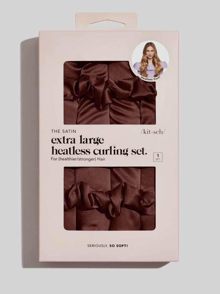 XL Satin Heatless Curling Set in Chocolate
