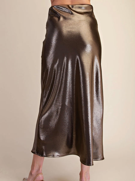 All That Glitters Midi Skirt in Olive