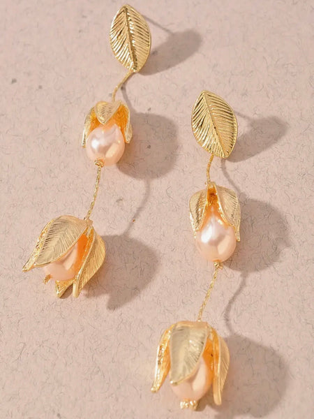 Pearl Flower Drop Earrings