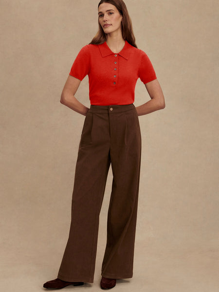 Toni Polo Knit Tee in Poinsettia