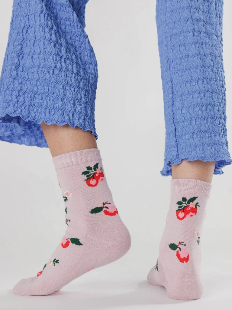 Crew Sock in Needlepoint Apple