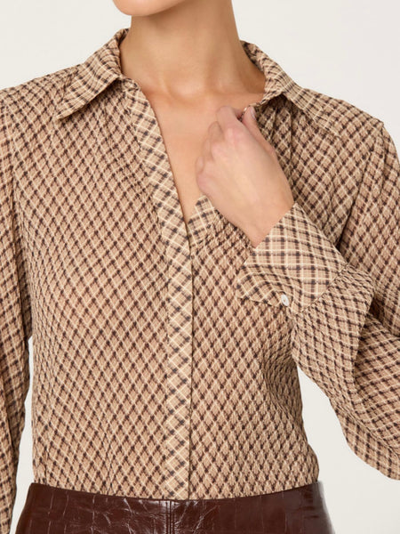 Laurel Top in Brown Plaid
