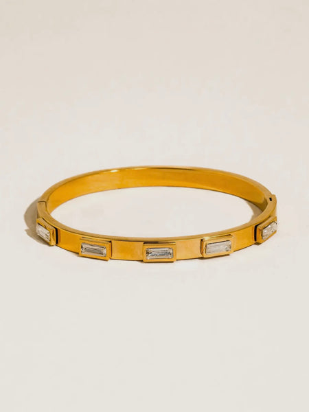 Tanith Baguette CZ Bangle in White