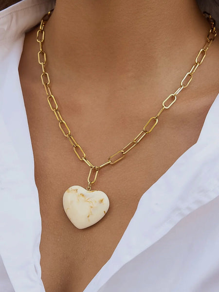 Rouelle Heart Chain Necklace in White