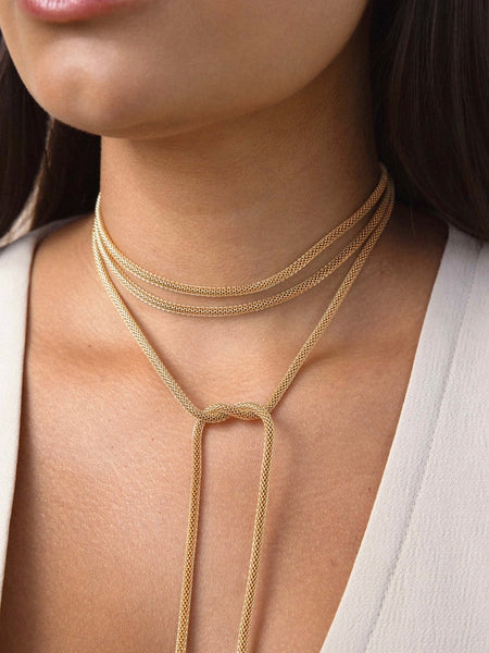 Forever Tied Lariat Necklace in Black Crystal