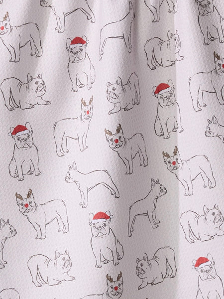 Festive Frenchies Tea Towel