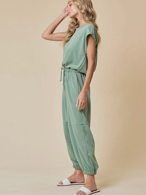 All For One Terry Jumpsuit in Sage