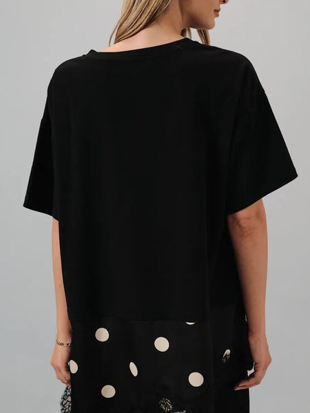 Show Your Spots Asymmetrical Tee in Black