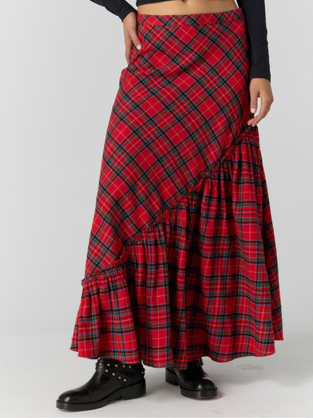 Emberwood Plaid Maxi in Red