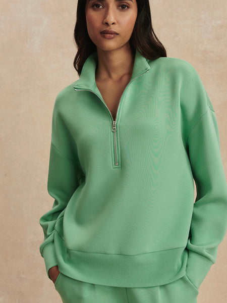Mavis Mock Neck Sweat in Green Spruce