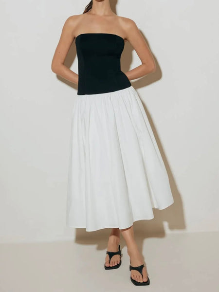 Clean & Classy Strapless Dress in Black & White