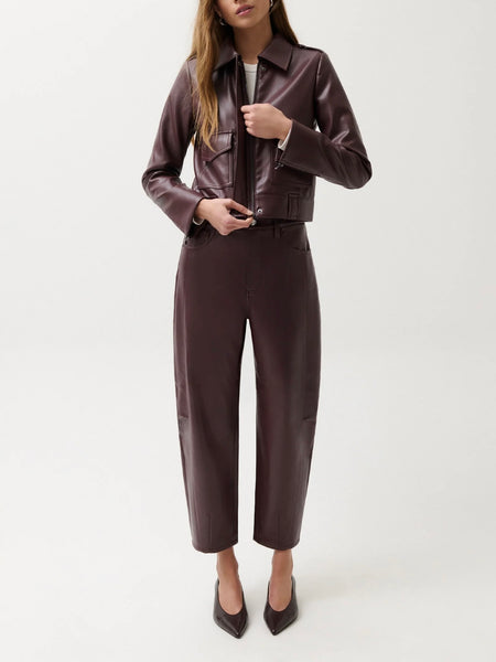 Eli Faux Leather Pant in Cabernet