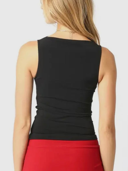 Sky High Neck Tank in Black