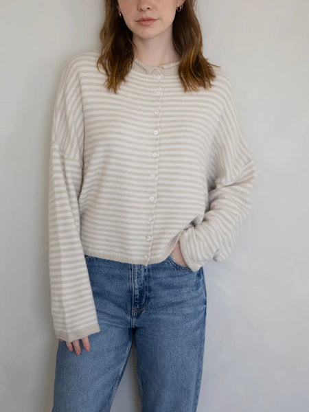 Piper Cardigan in Cream Stripe