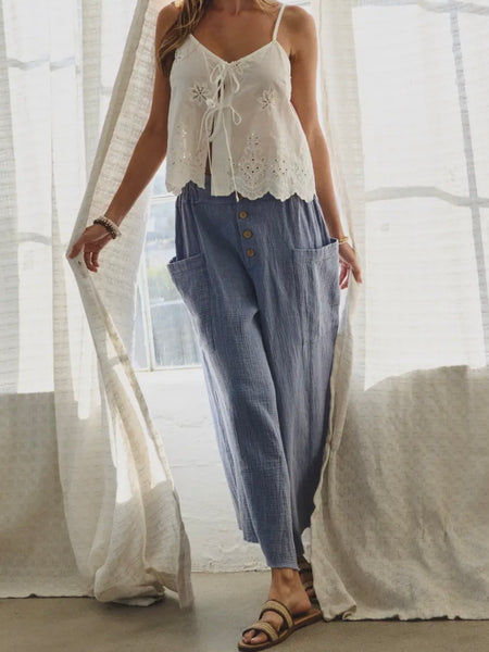 Oh My Gauze Pant in Washed Blue