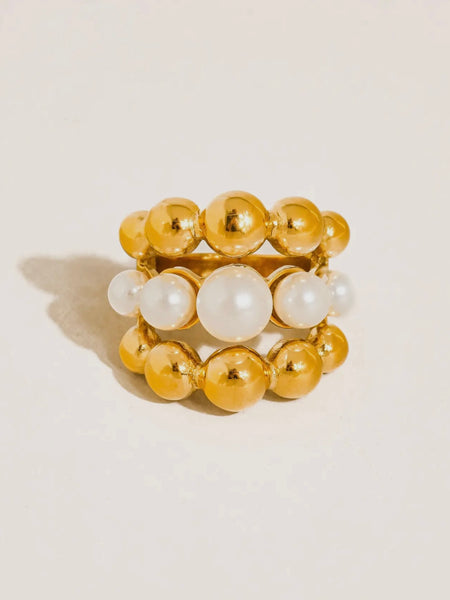 Emberra Pearl Stacked Ring